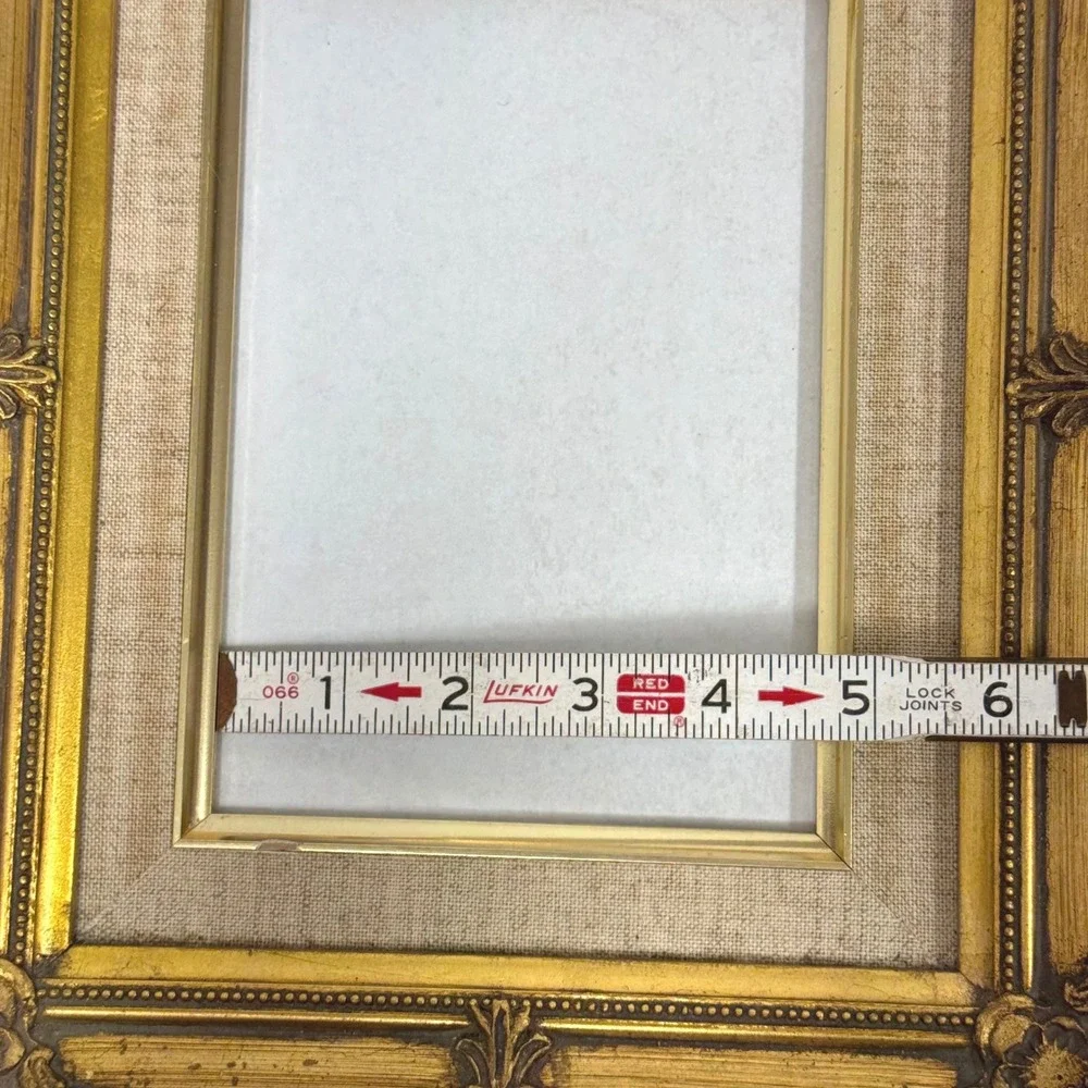 Vintage Ornate Gold Gilt Frame with Linen Mat 5x7 Opening Baroque Style Decor
